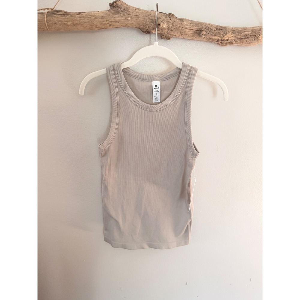 90 Degree by Reflex Women Seamless Rib Tricolor Tank Nacreous Cloud Tan